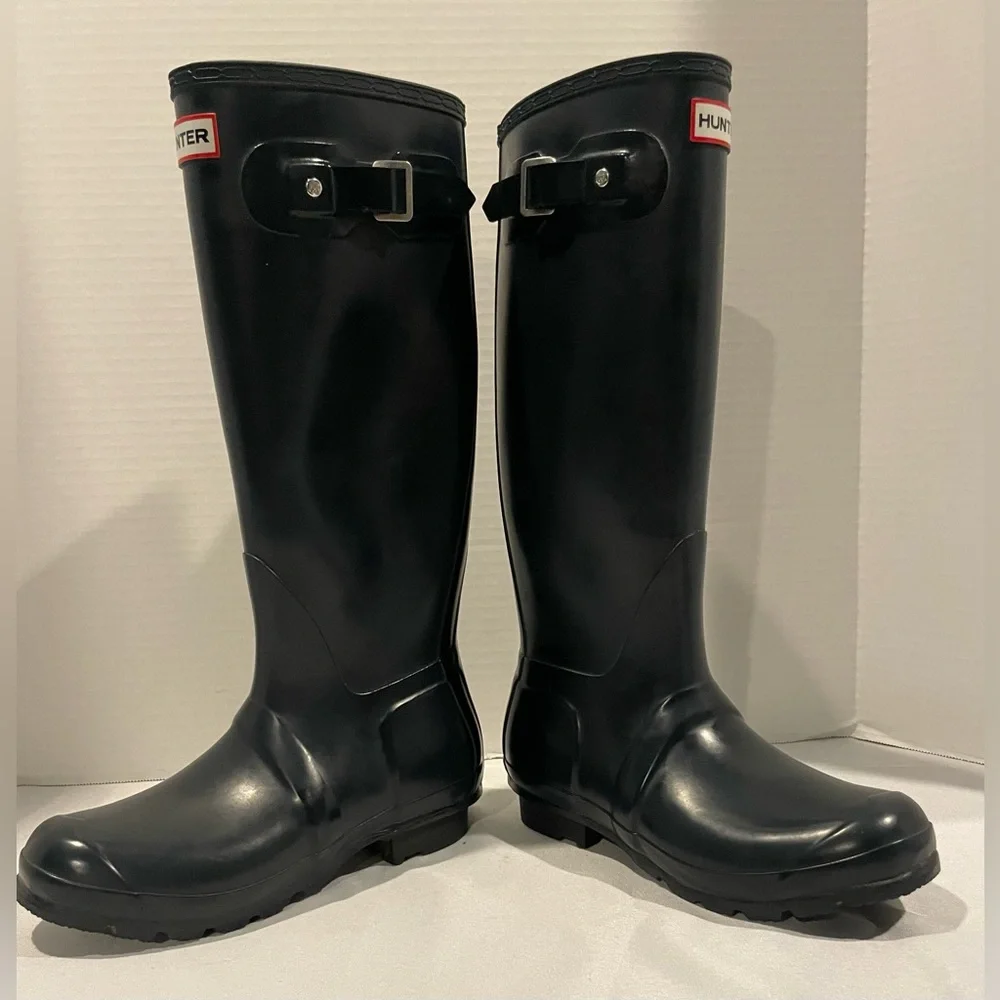 HUNTER The Original Wellington Tall Rain Boots Navy Women’s Size 6 Men’s 5